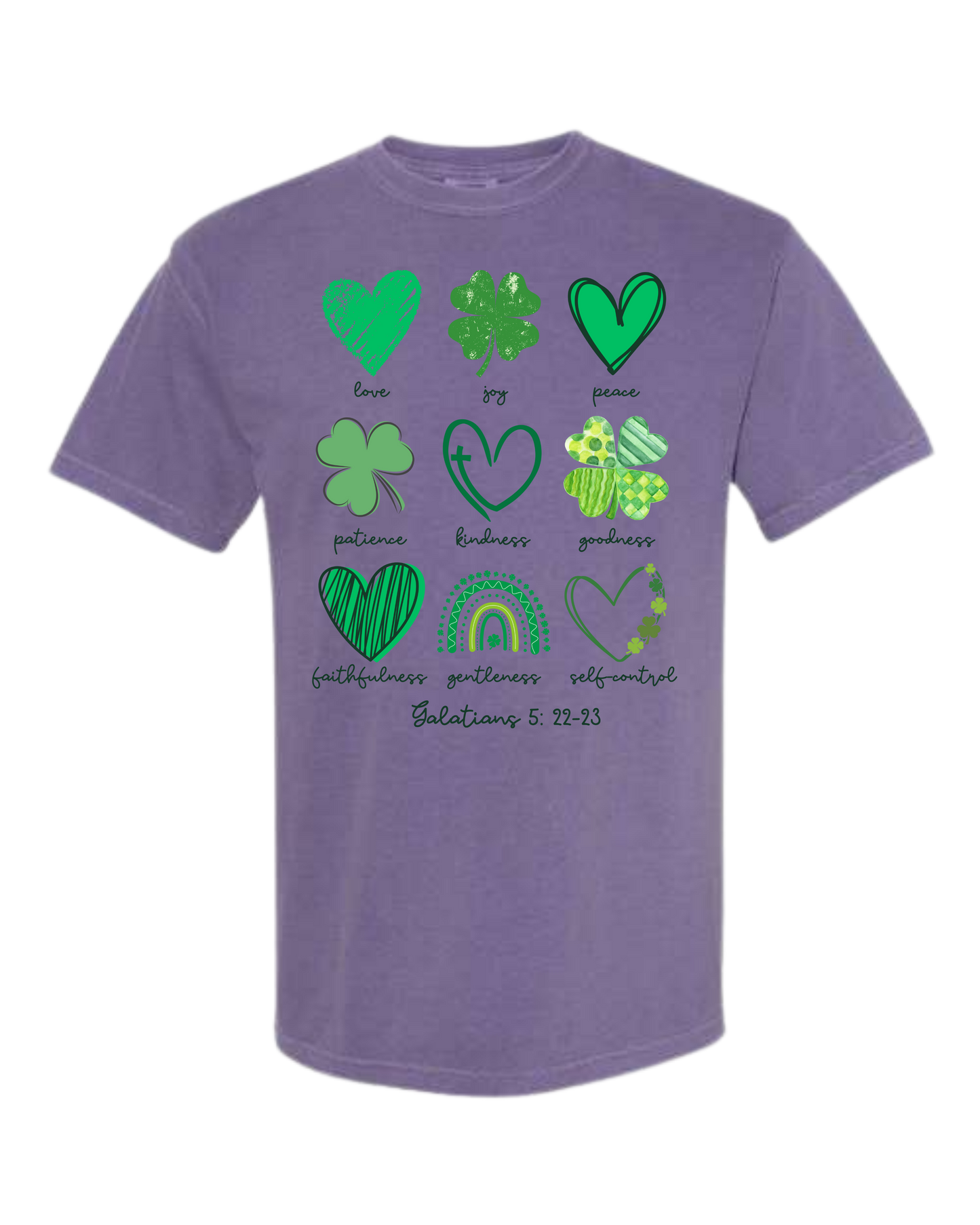 Galatians 5 - St Patrick's Day - Comfort Colors - Heavyweight Unisex Tee - Pinks & Purples