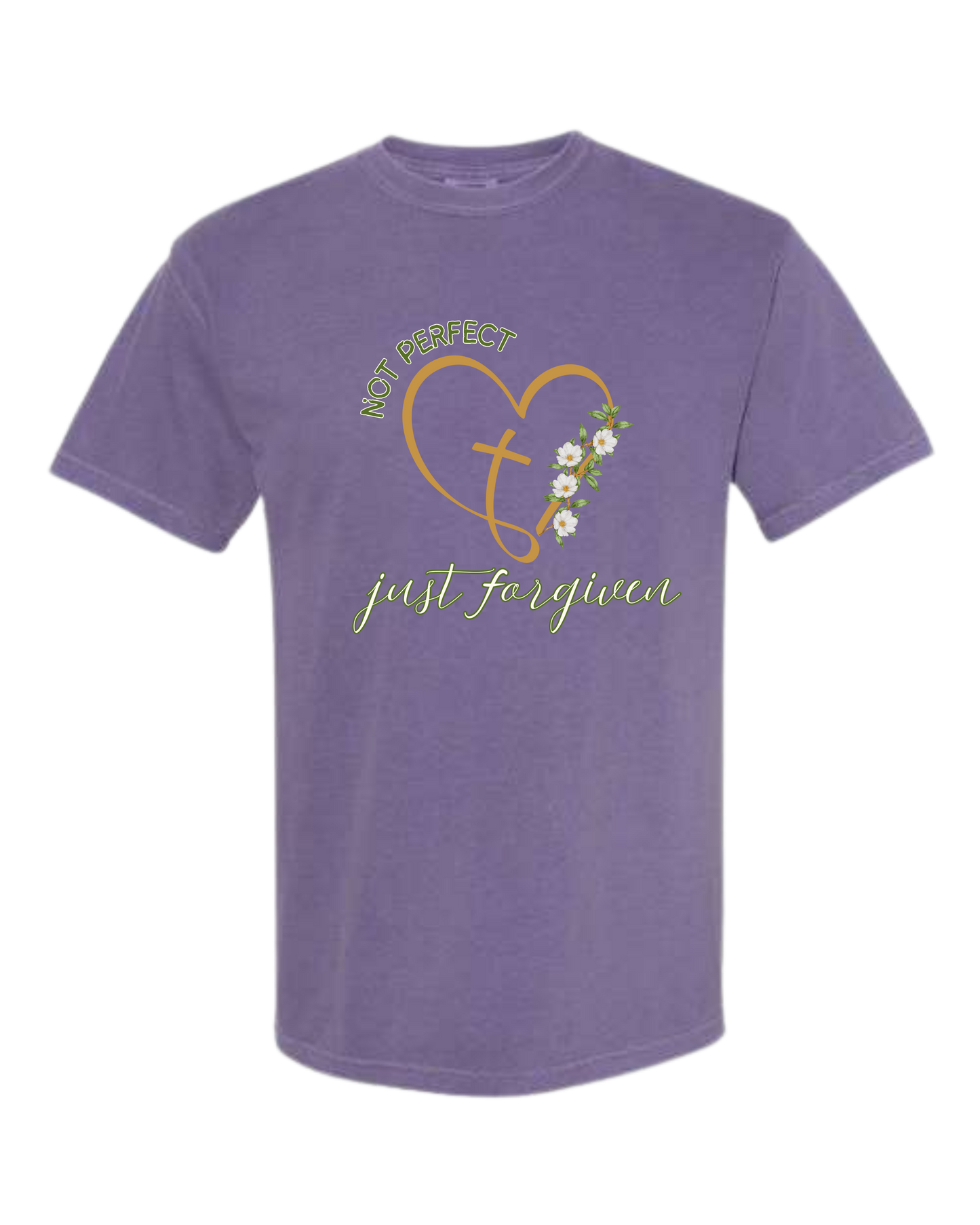Not Perfect Just Forgiven - Comfort Colors - Heavyweight Unisex Tee - Pinks & Purples