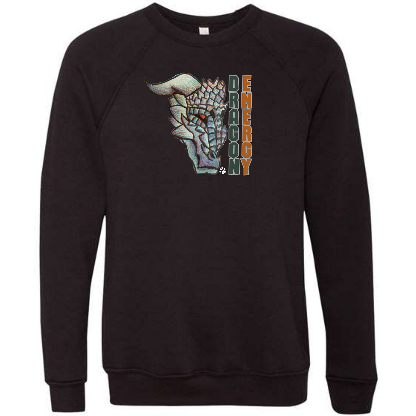 Dragon Energy - Sponge Fleece Raglan Sweatshirt - Blues, Greens, Purple, and Black