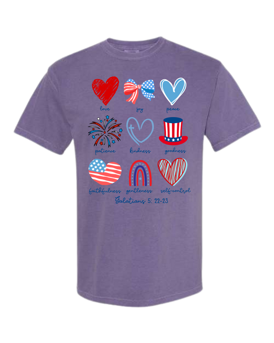 Galatians 5 - Patriotic - Comfort Colors - Heavyweight Unisex Tee - Pinks & Purples