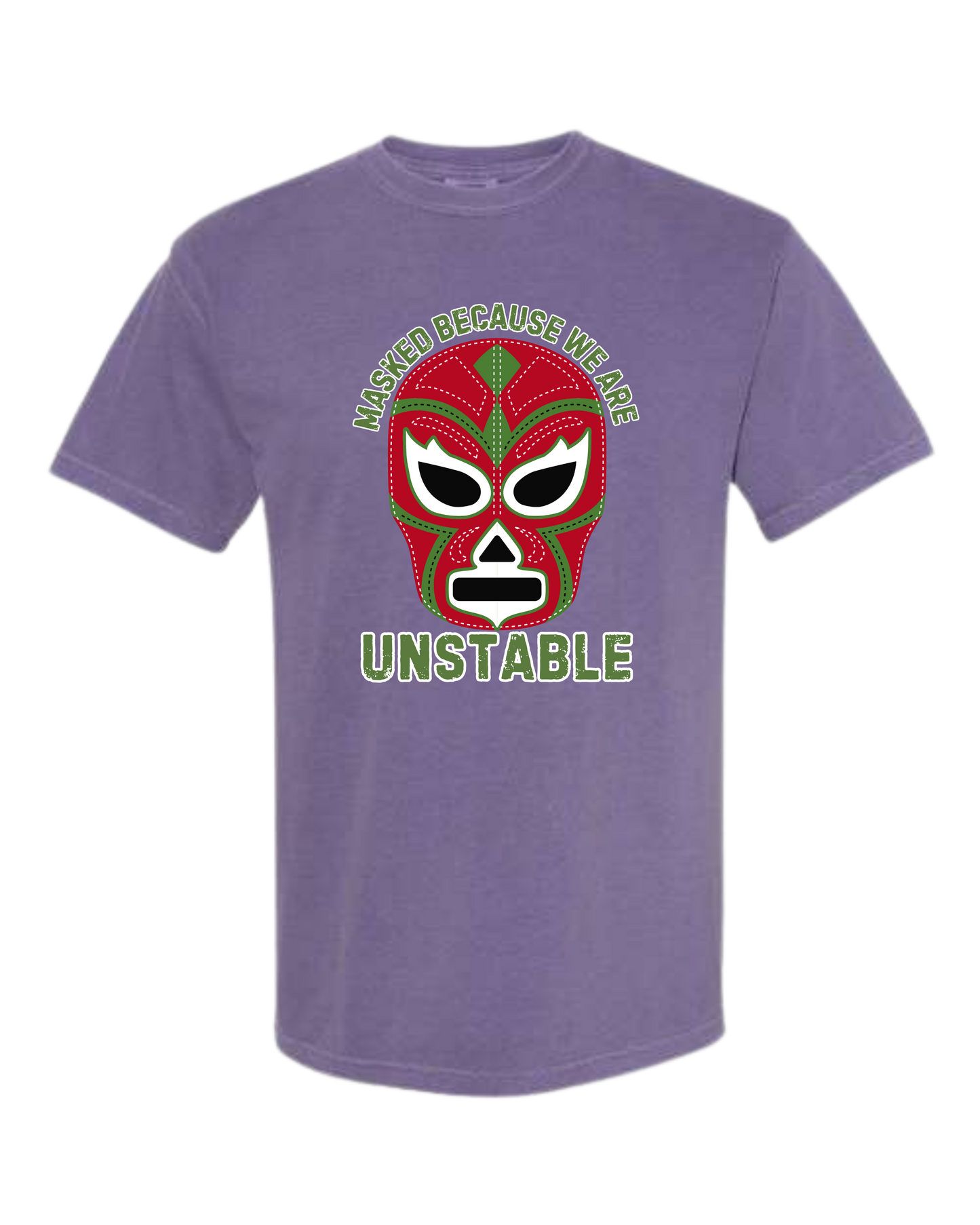 Masked Because We Are Unstable - Comfort Colors - Heavyweight Unisex Tee - Pinks & Purples