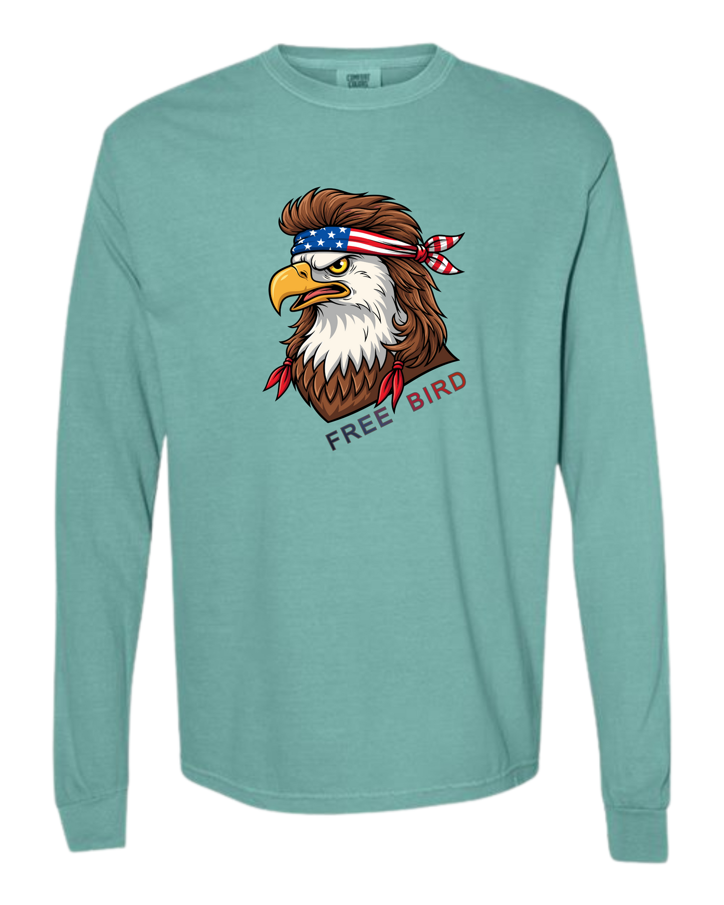 Rockin Free Bird - Comfort Colors - Heavyweight Long Sleeve Tee - Blues & Greens