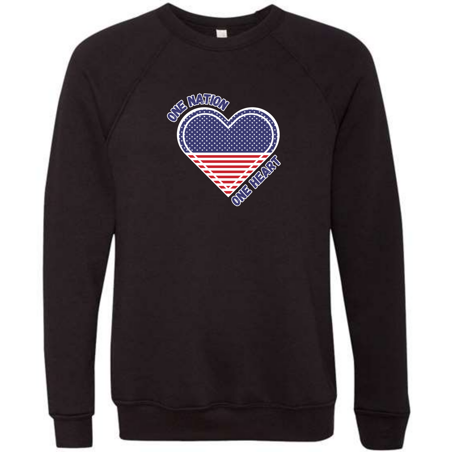One Nation One Heart - Sponge Fleece Raglan Sweatshirt - Blues, Greens, Purple, and Black