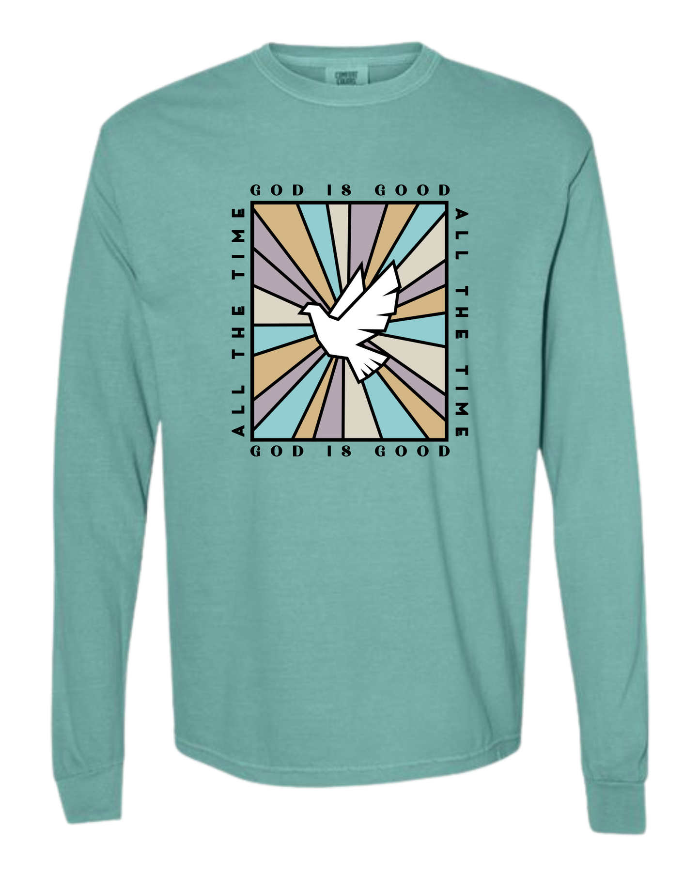 God Is Good - Comfort Colors - Heavyweight Long Sleeve Tee - Blues & Greens