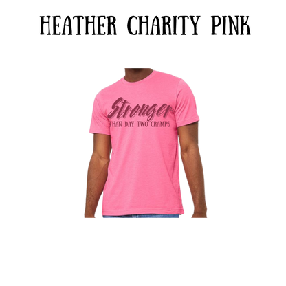 stronger than day two cramps - unisex tee - pinks, purples, neutrals