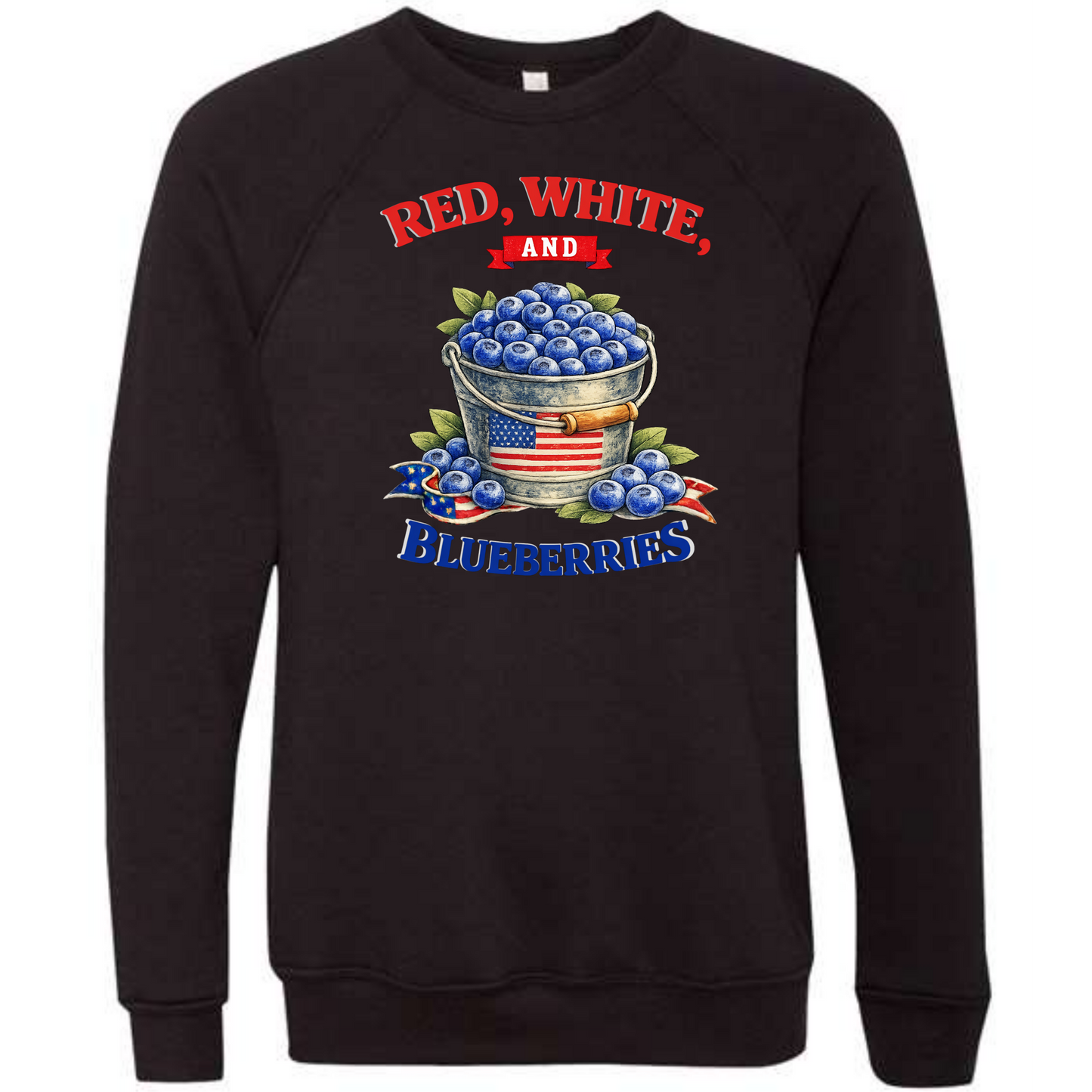 Red, White, And Blueberries - Sponge Fleece Raglan Sweatshirt - Blues, Greens, Purple, and Black