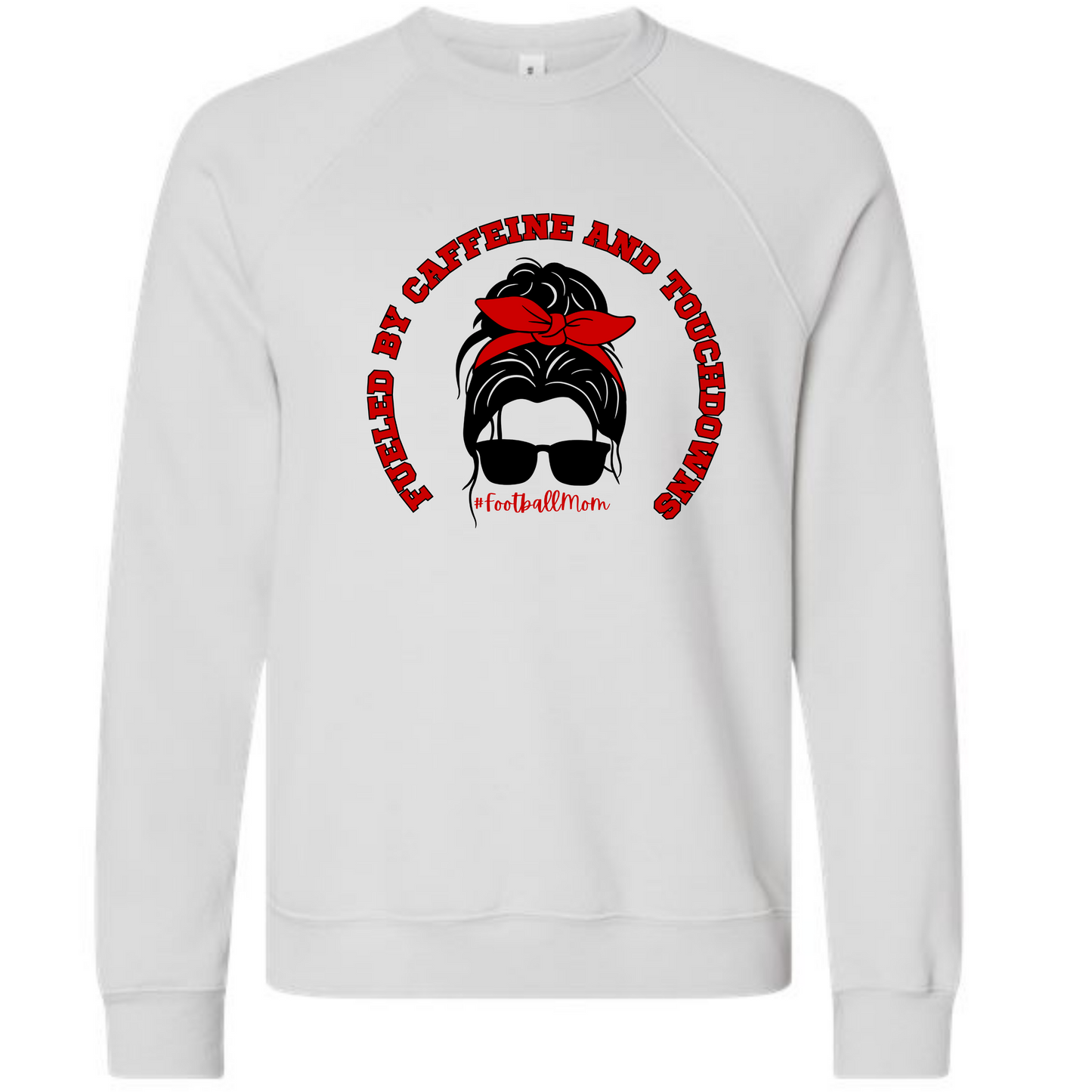 Football Moms Fueled By Caffeine and Touchdowns - Sponge Fleece Raglan Sweatshirt - Greens, Neutrals