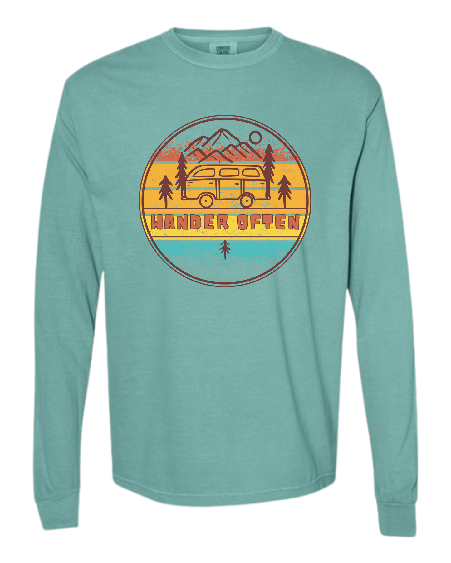 Wander Often - Comfort Colors - Heavyweight Long Sleeve Tee - Blues & Greens