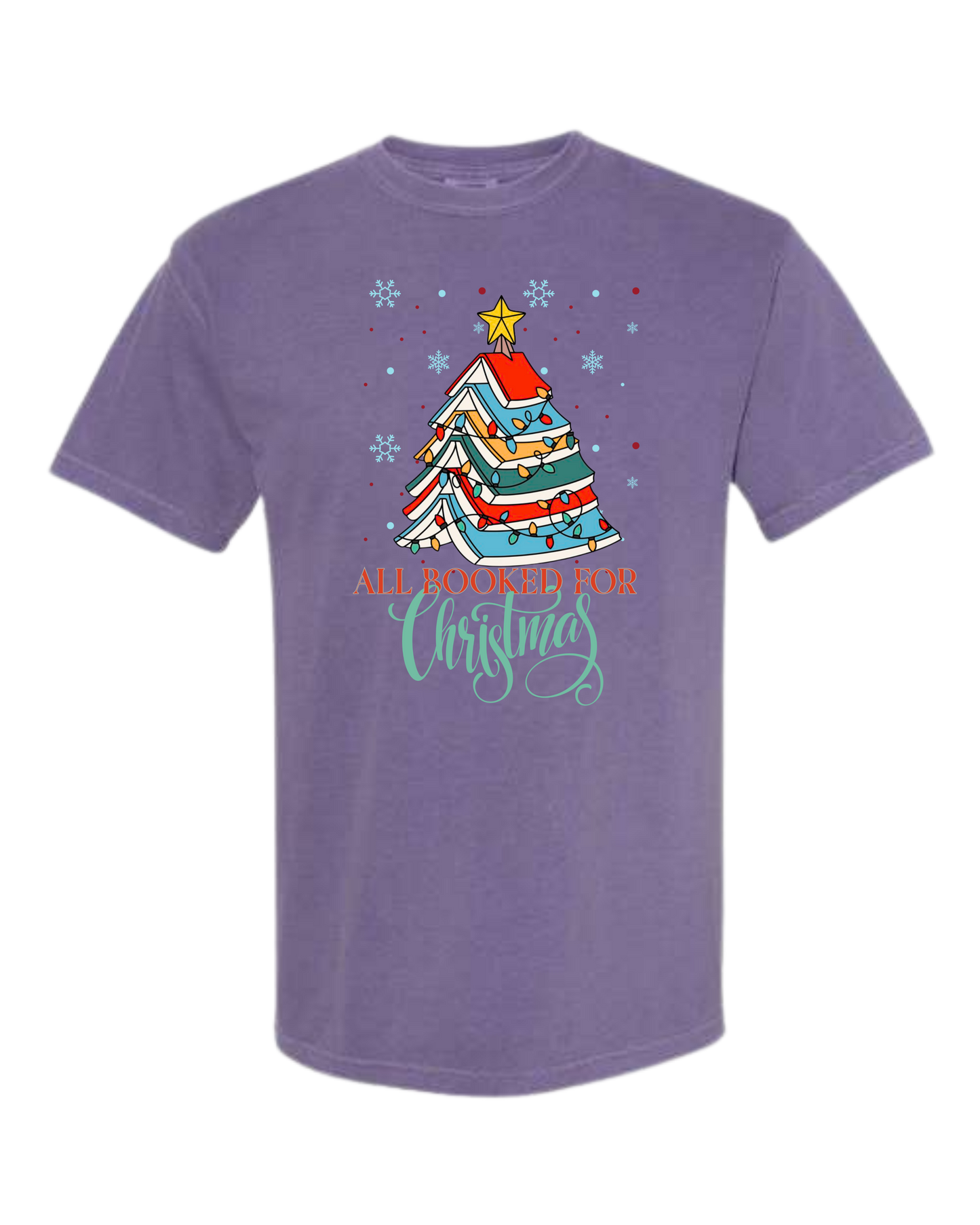 All Booked For Christmas - Comfort Colors - Heavyweight Unisex Tee - Pinks, Purples