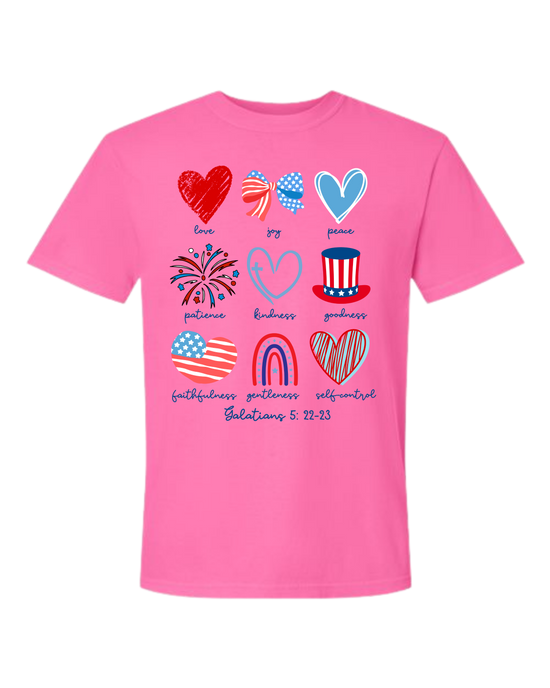 Galatians 5 - Patriotic - Comfort Colors - Heavyweight Unisex Tee - Pinks & Purples