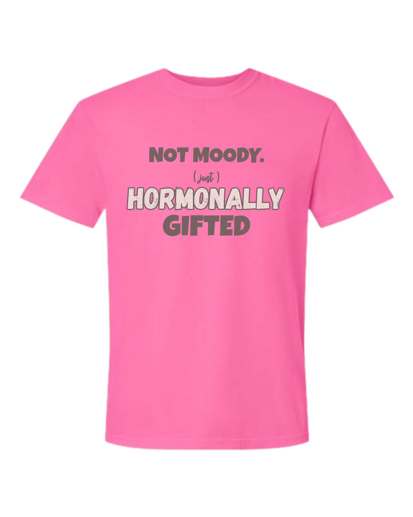Not Moody. (just) Hormonally Gifted - Comfort Colors - Heavyweight Unisex Tee - Pinks & Purples
