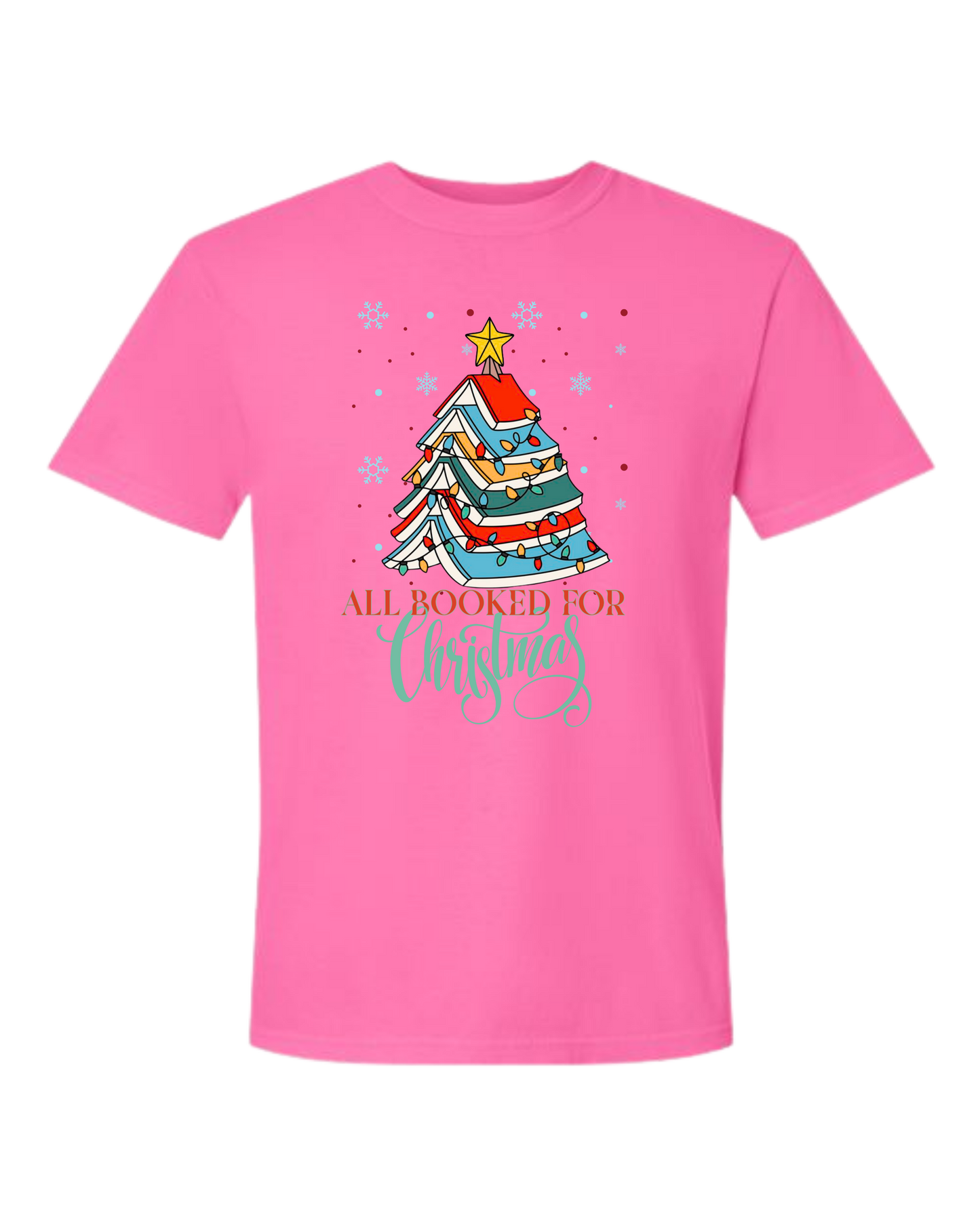 All Booked For Christmas - Comfort Colors - Heavyweight Unisex Tee - Pinks, Purples