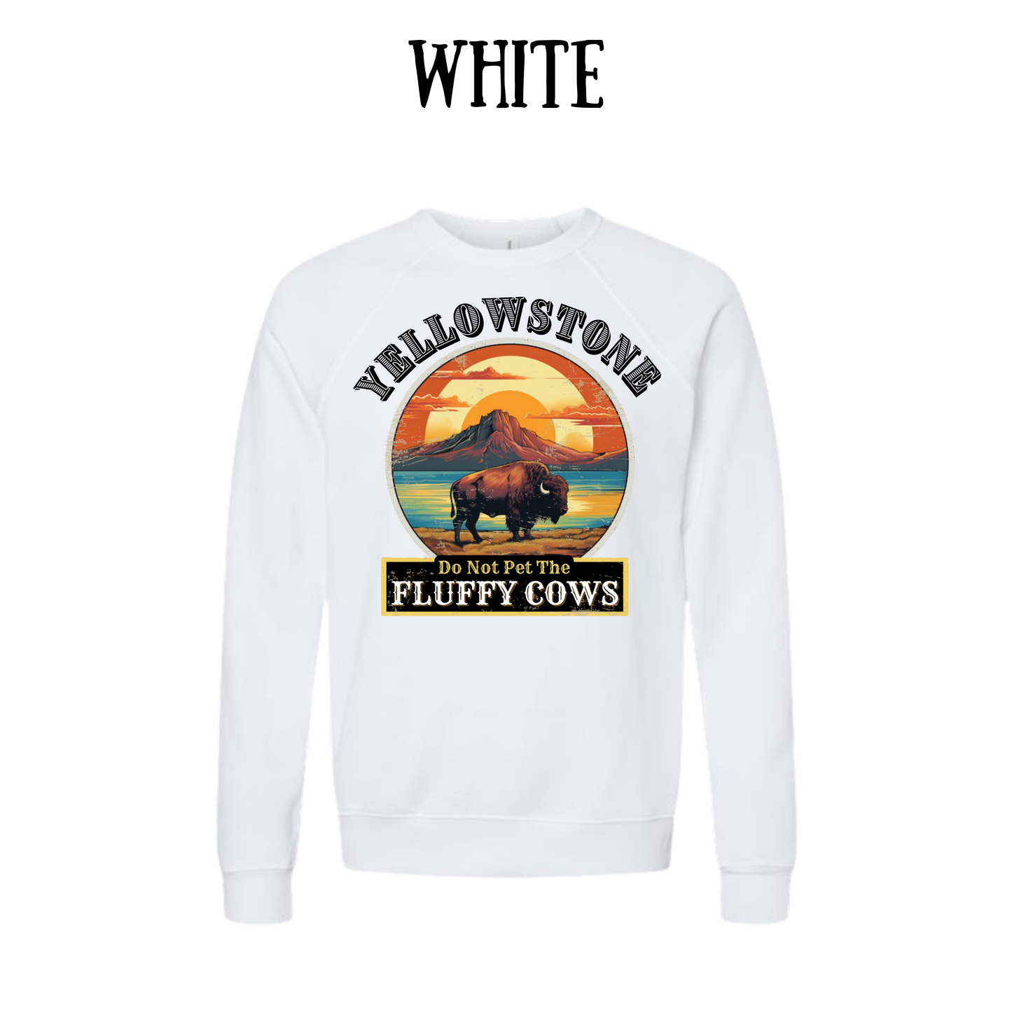 CP - Yellowstone: Fluffy Cows - Sponge Fleece Raglan Sweatshirt - Greens, Neutrals