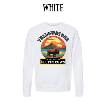 CP - Yellowstone: Fluffy Cows - Sponge Fleece Raglan Sweatshirt - Greens, Neutrals