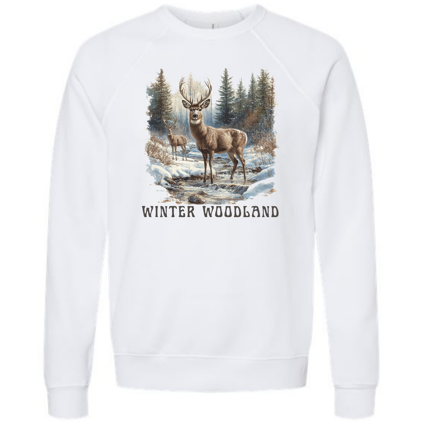 Winter Woodland - Sponge Fleece Raglan Sweatshirt - Greens, Neutrals