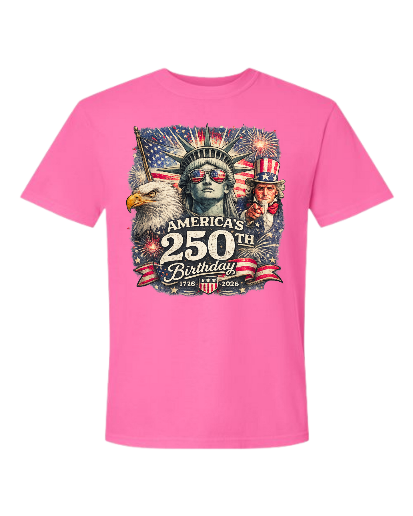 America's 250th Birthday - Comfort Colors - Heavyweight Unisex Tee - Pinks & Purples