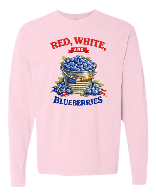 Red, White, And Blueberries - Comfort Colors - Heavyweight Long Sleeve Tee - Assorted Colors