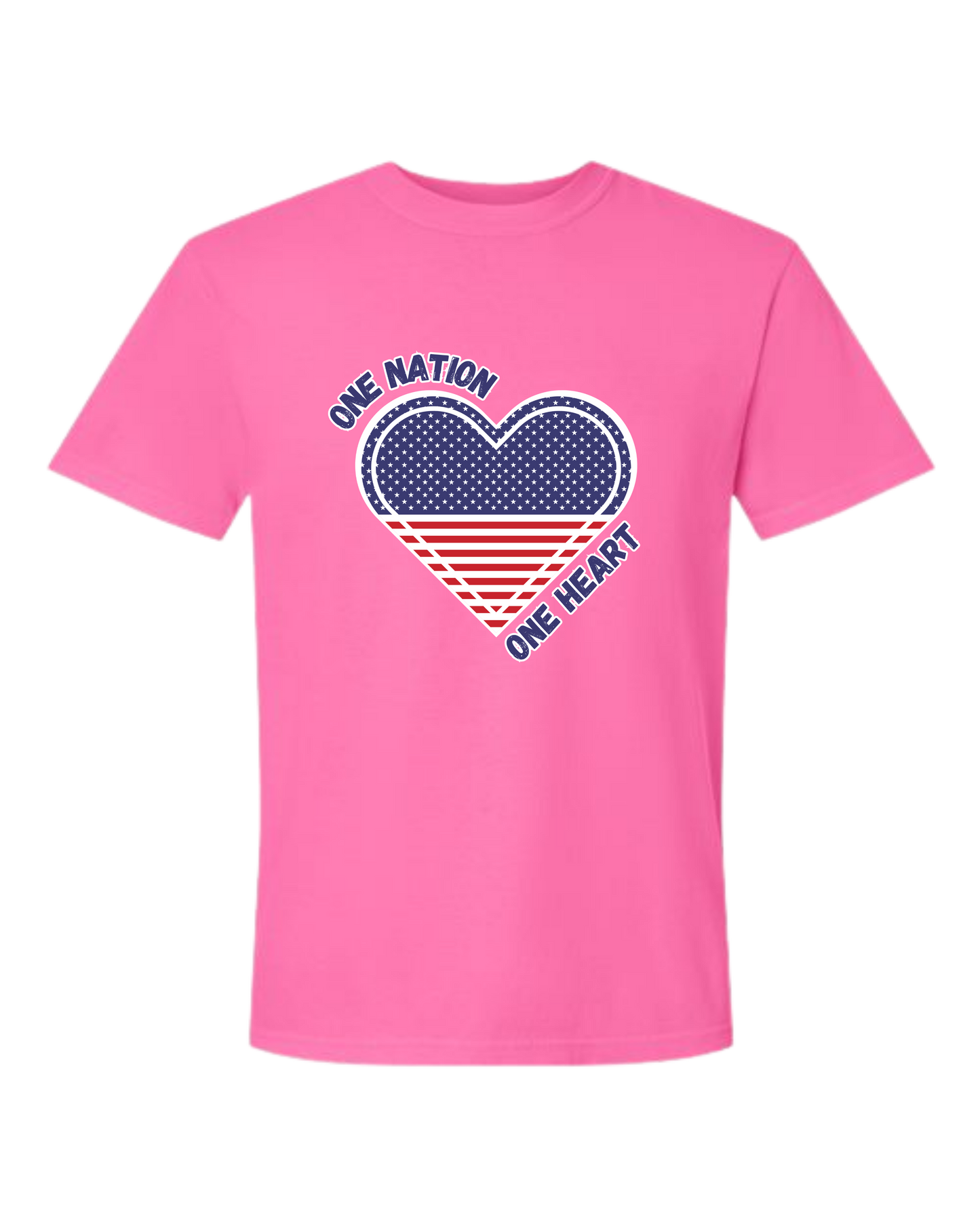 One Nation One Heart - Comfort Colors - Heavyweight Unisex Tee - Pinks & Purples