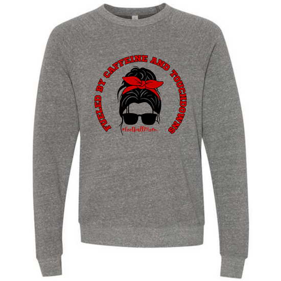 Football Moms Fueled By Caffeine and Touchdowns - Sponge Fleece Raglan Sweatshirt - Greens, Neutrals