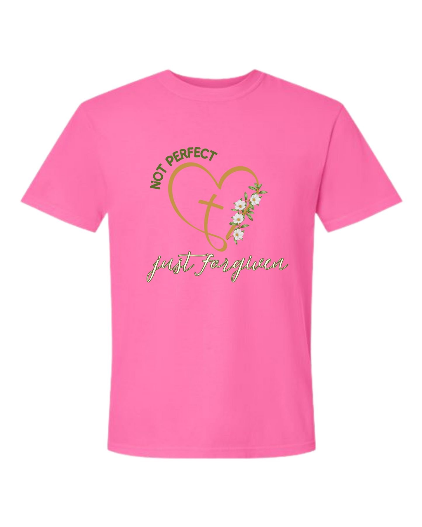 Not Perfect Just Forgiven - Comfort Colors - Heavyweight Unisex Tee - Pinks & Purples