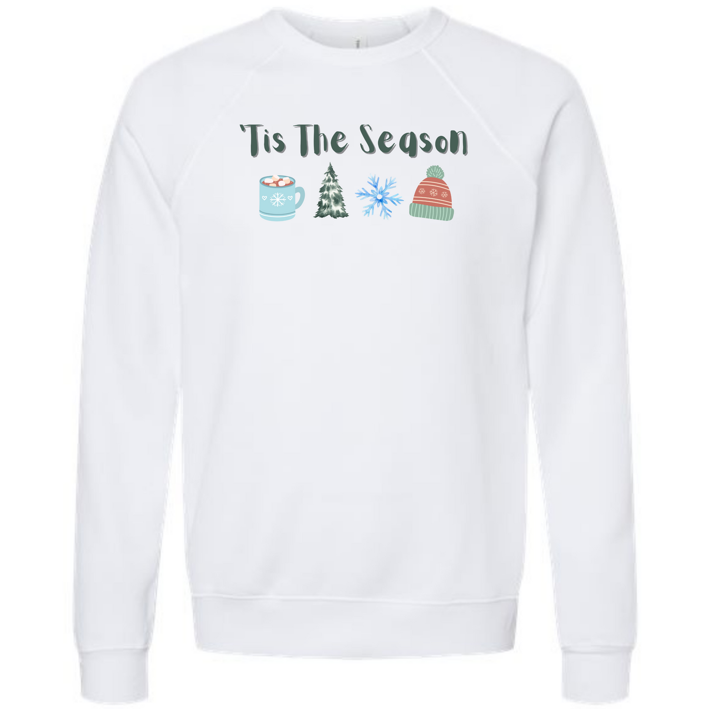 'Tis The Season - Winter - Sponge Fleece Raglan Sweatshirt - Greens, Neutrals