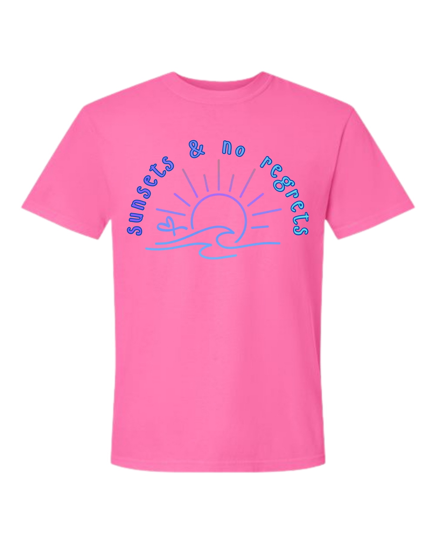 Sunsets & No Regrets - Comfort Colors - Heavyweight Unisex Tee - Pinks & Purples