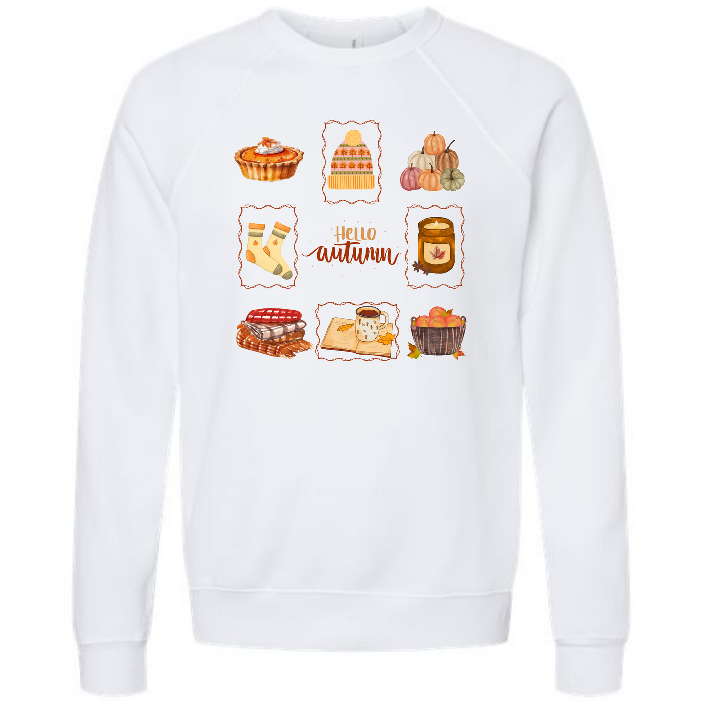 Hello Autumn - Sponge Fleece Raglan Sweatshirt - Greens, Neutrals