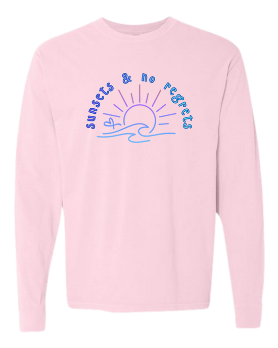 Sunsets & No Regrets - Comfort Colors - Heavyweight Long Sleeve Tee - Assorted Colors