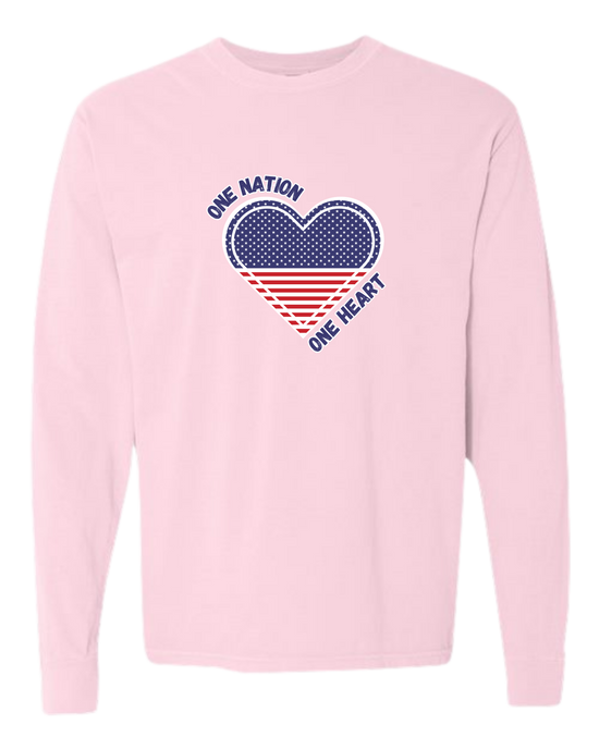 One Nation One Heart - Comfort Colors - Heavyweight Long Sleeve Tee - Assorted Colors