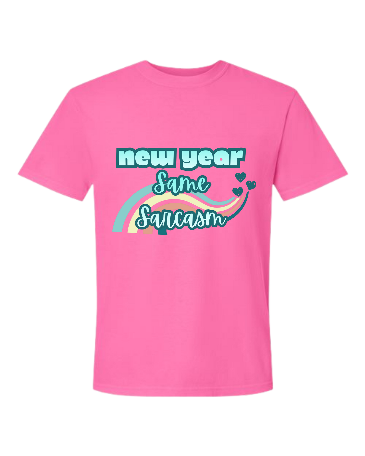 New Year Same Sarcasm - Comfort Colors - Heavyweight Unisex Tee - Pinks & Purples