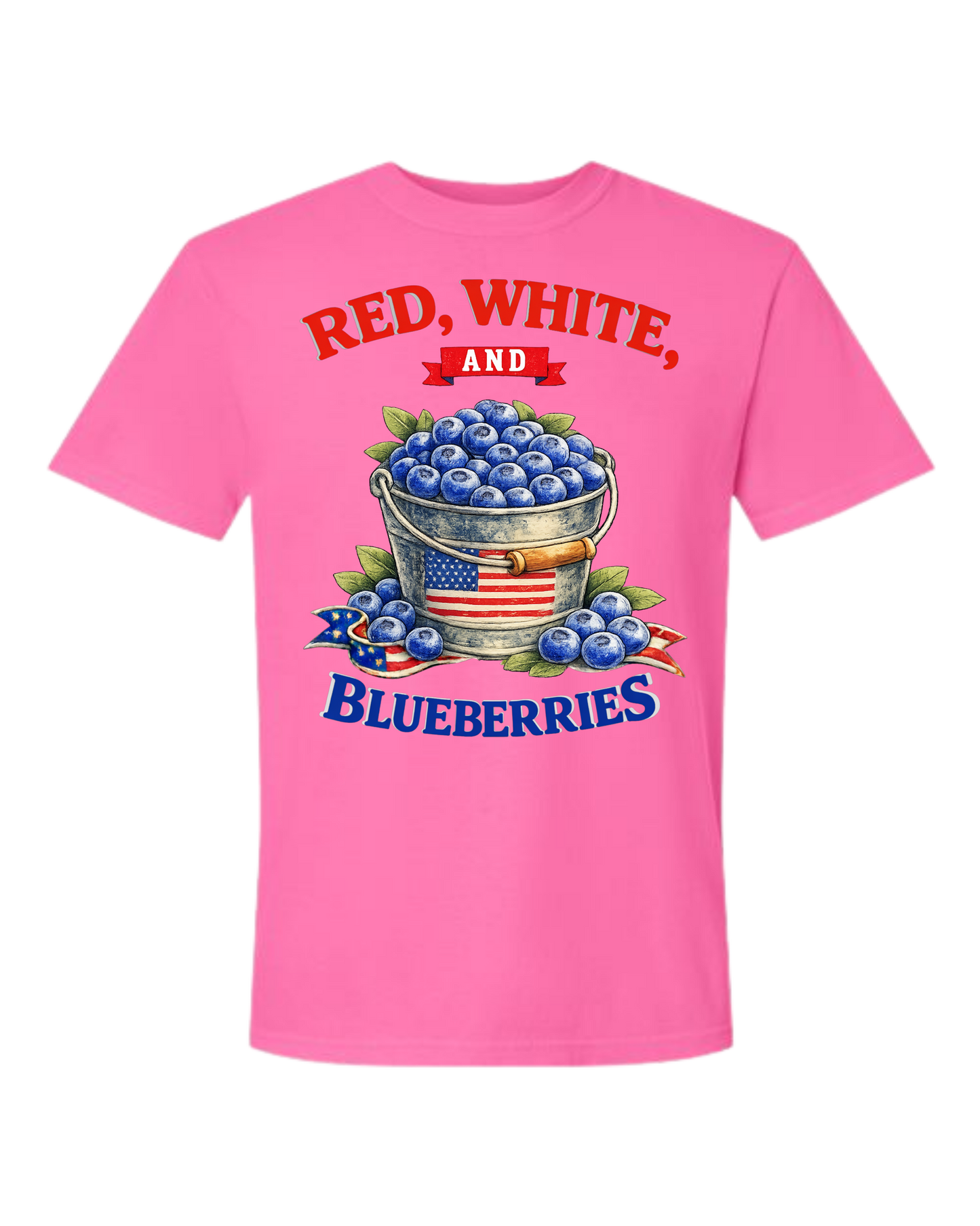 Red, White, And Blueberries - Comfort Colors - Heavyweight Unisex Tee - Pinks & Purples