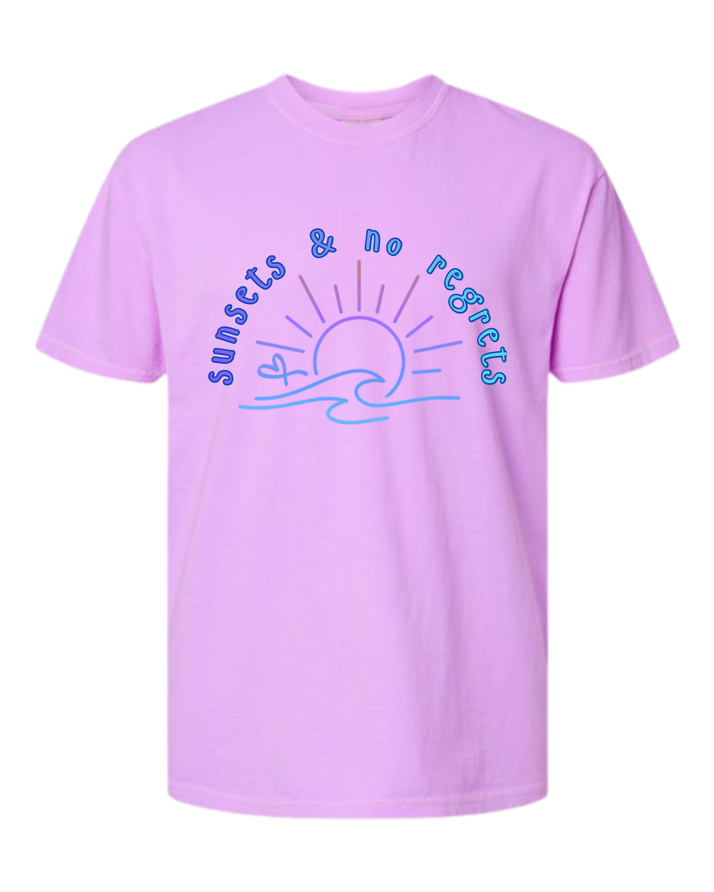Sunsets & No Regrets - Comfort Colors - Heavyweight Unisex Tee - Pinks & Purples