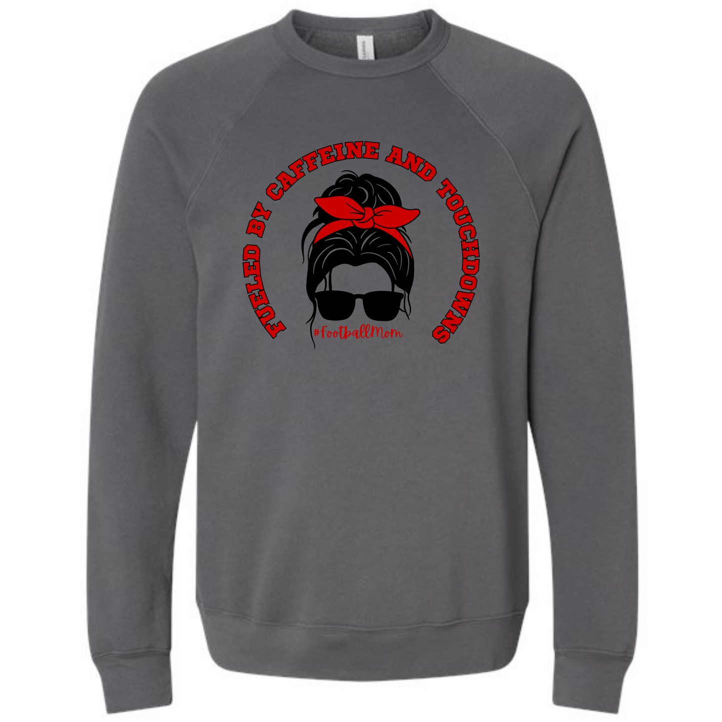 Football Moms Fueled By Caffeine and Touchdowns - Sponge Fleece Raglan Sweatshirt - Greens, Neutrals