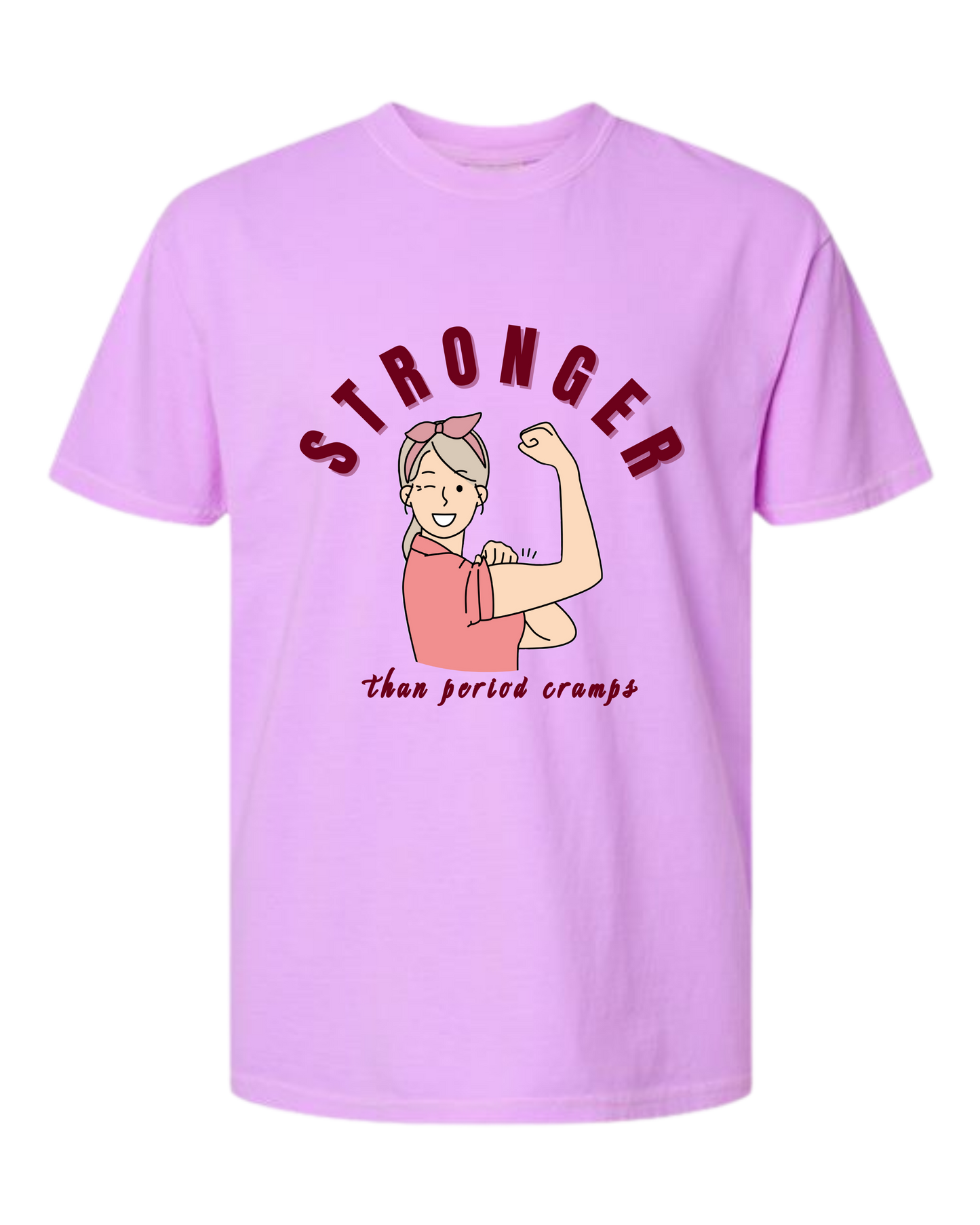 Stronger Than Period Cramps - Comfort Colors - Heavyweight Unisex Tee - Pinks & Purples