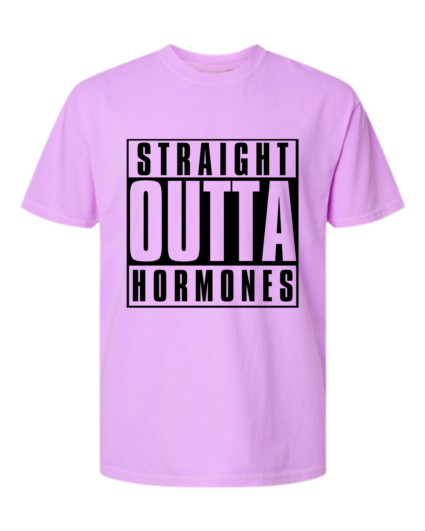 Straight Outta Hormones - Comfort Colors - Heavyweight Unisex Tee - Pinks, Purples
