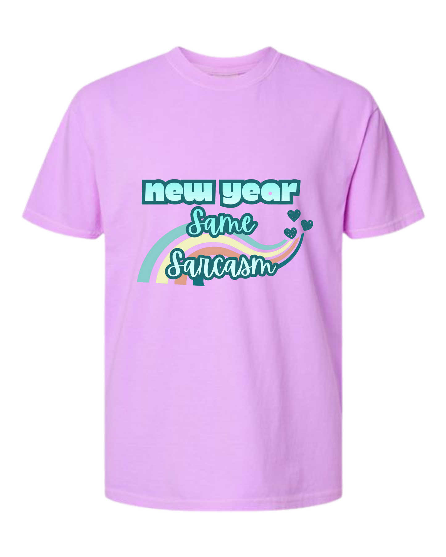 New Year Same Sarcasm - Comfort Colors - Heavyweight Unisex Tee - Pinks & Purples