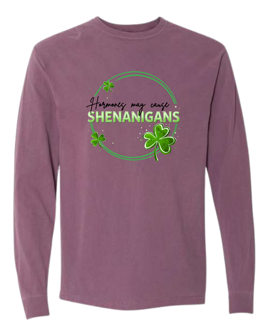 Hormones May Cause Shenanigans - Comfort Colors - Heavyweight Long Sleeve Tee - Assorted Colors