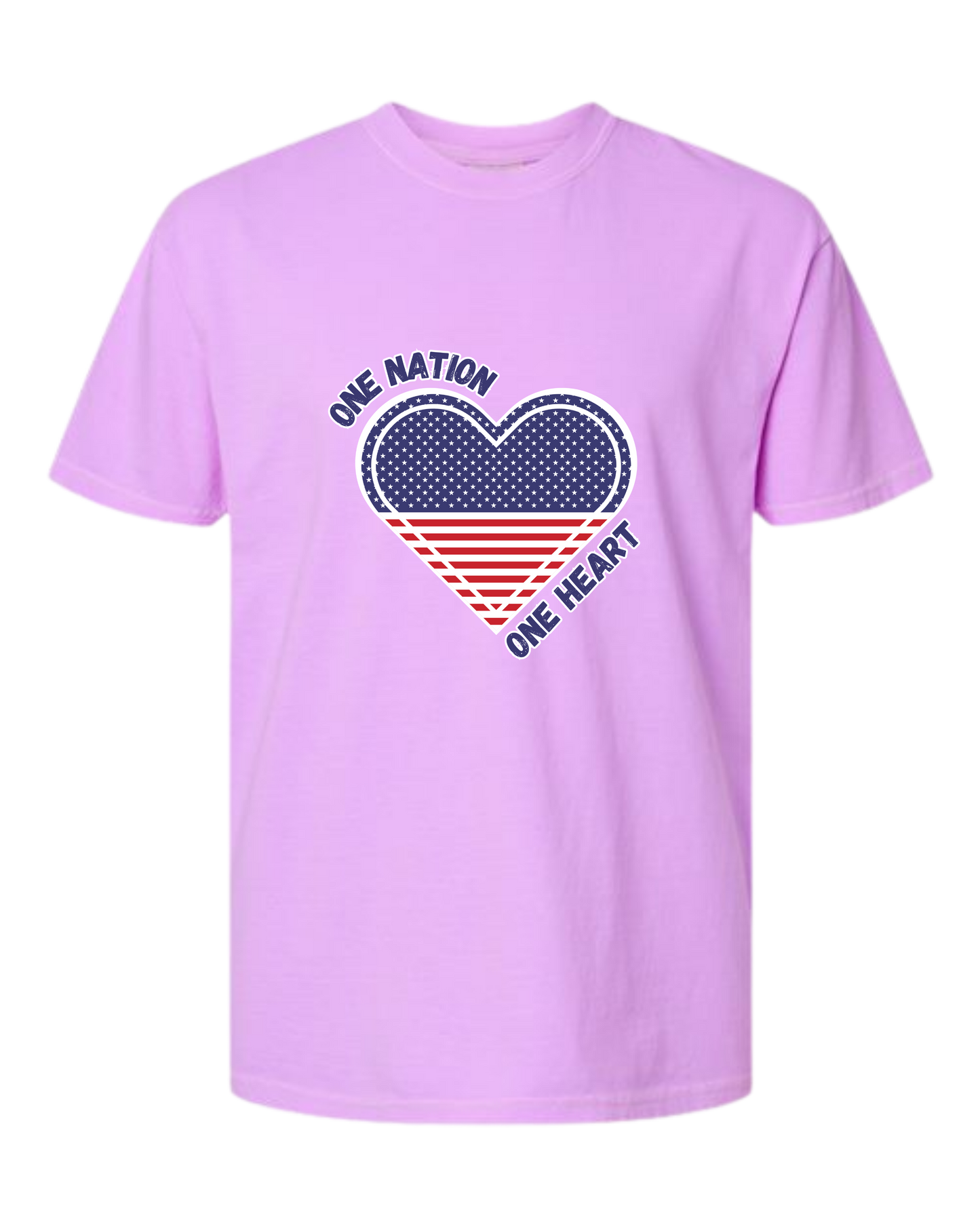 One Nation One Heart - Comfort Colors - Heavyweight Unisex Tee - Pinks & Purples