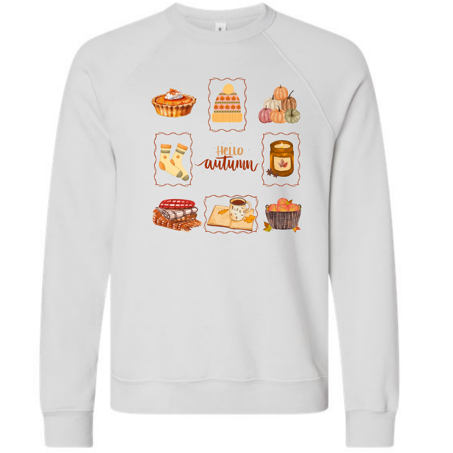 Hello Autumn - Sponge Fleece Raglan Sweatshirt - Greens, Neutrals