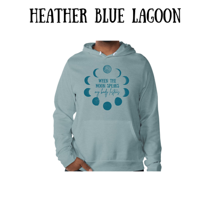 when the moon speaks - sponge fleece hoodie - blues, purples