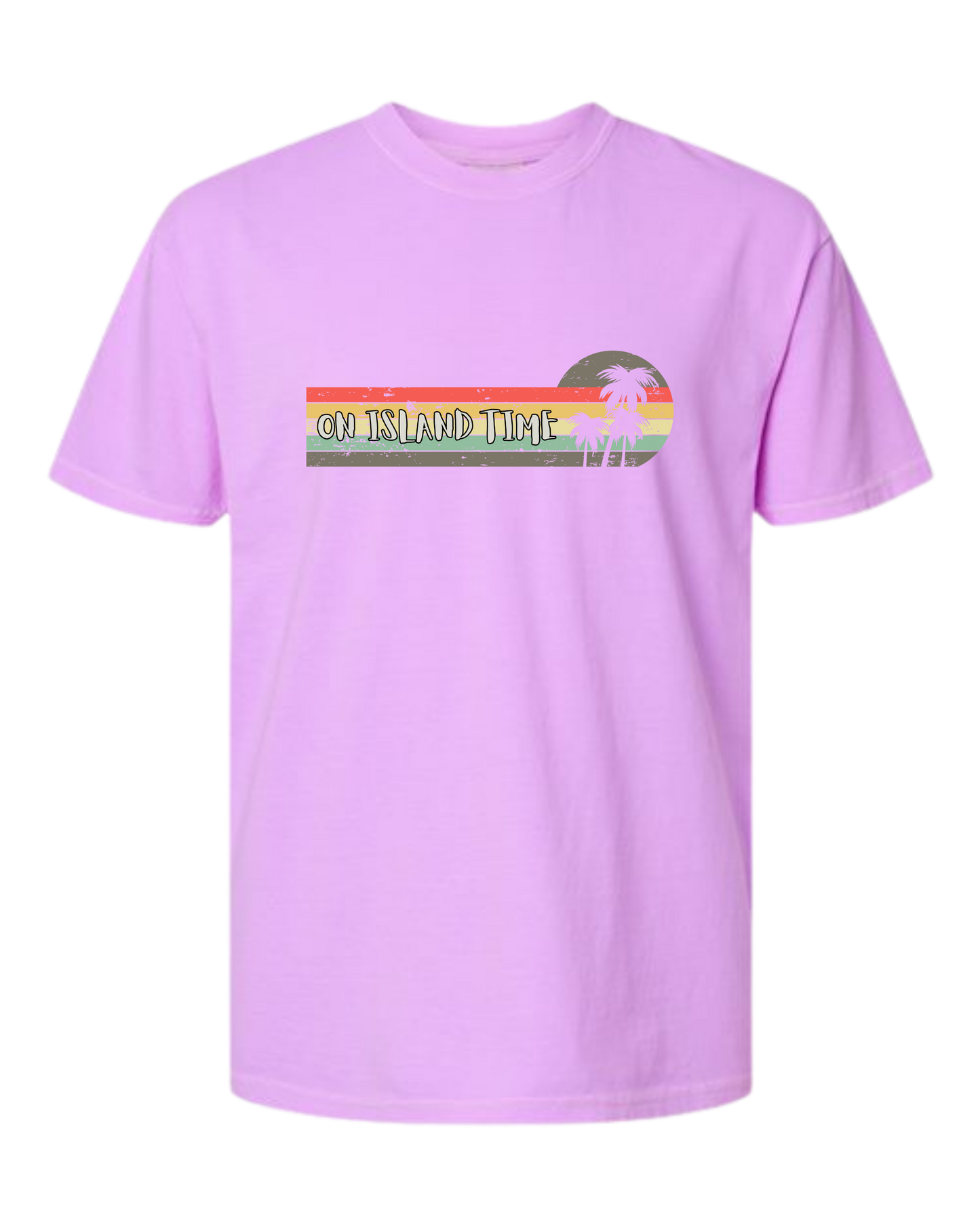 On Island Time - Comfort Colors - Heavyweight Unisex Tee - Pinks & Purples