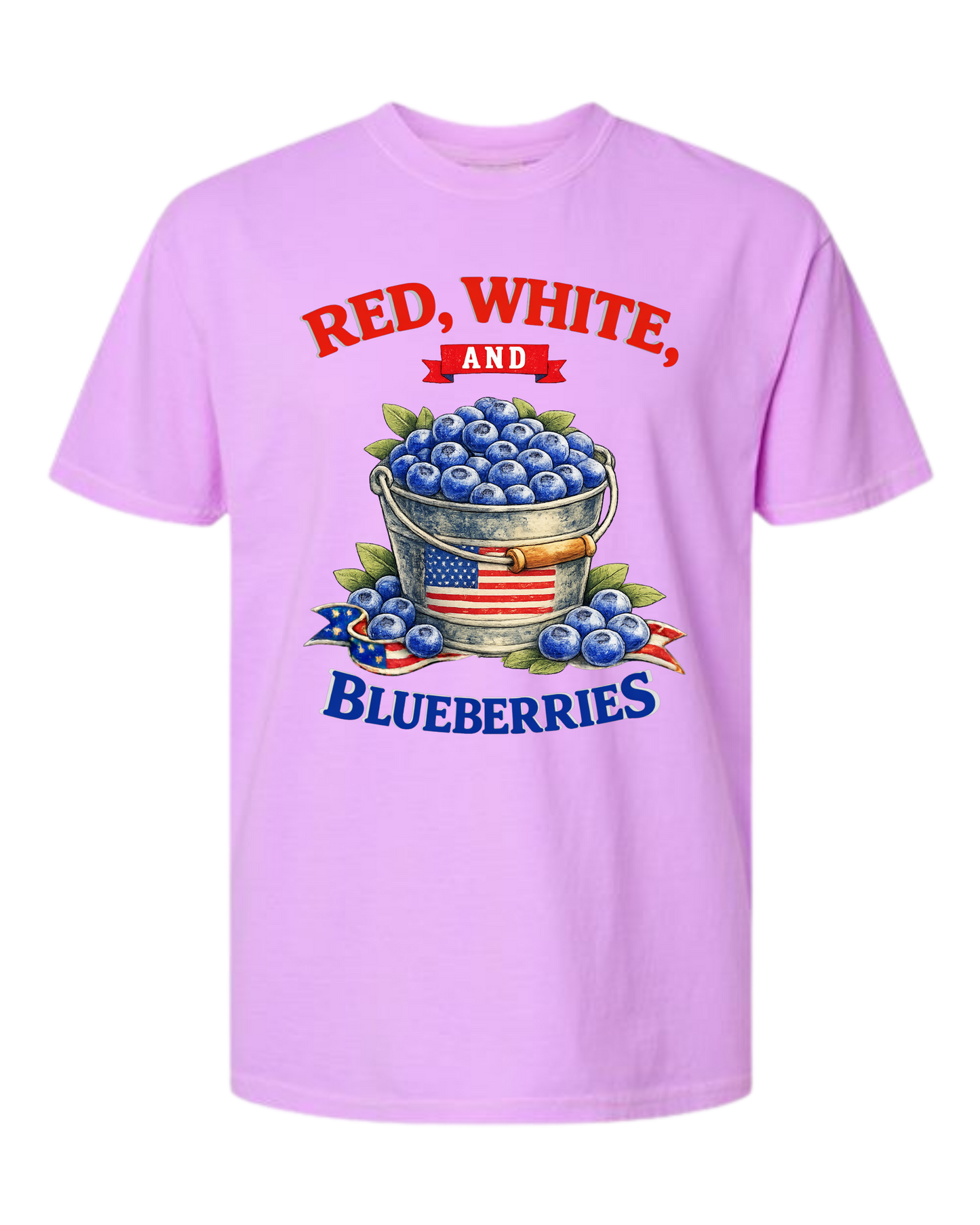 Red, White, And Blueberries - Comfort Colors - Heavyweight Unisex Tee - Pinks & Purples