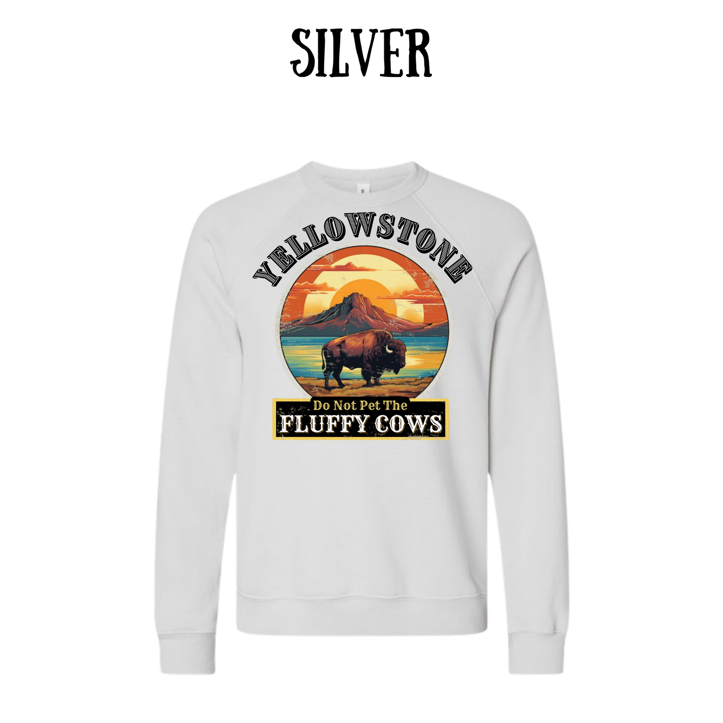 CP - Yellowstone: Fluffy Cows - Sponge Fleece Raglan Sweatshirt - Greens, Neutrals