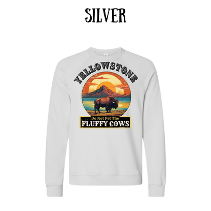 CP - Yellowstone: Fluffy Cows - Sponge Fleece Raglan Sweatshirt - Greens, Neutrals