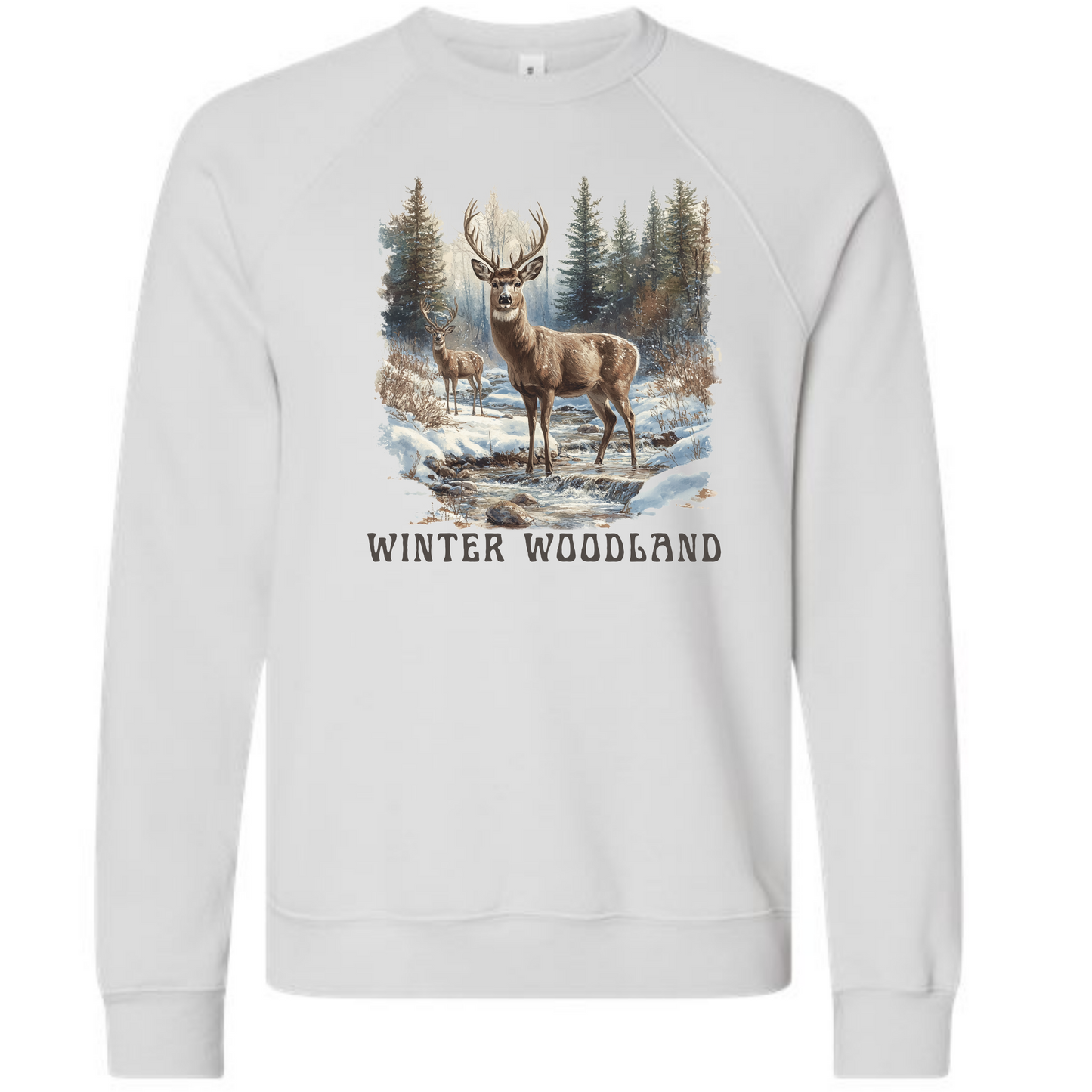 Winter Woodland - Sponge Fleece Raglan Sweatshirt - Greens, Neutrals