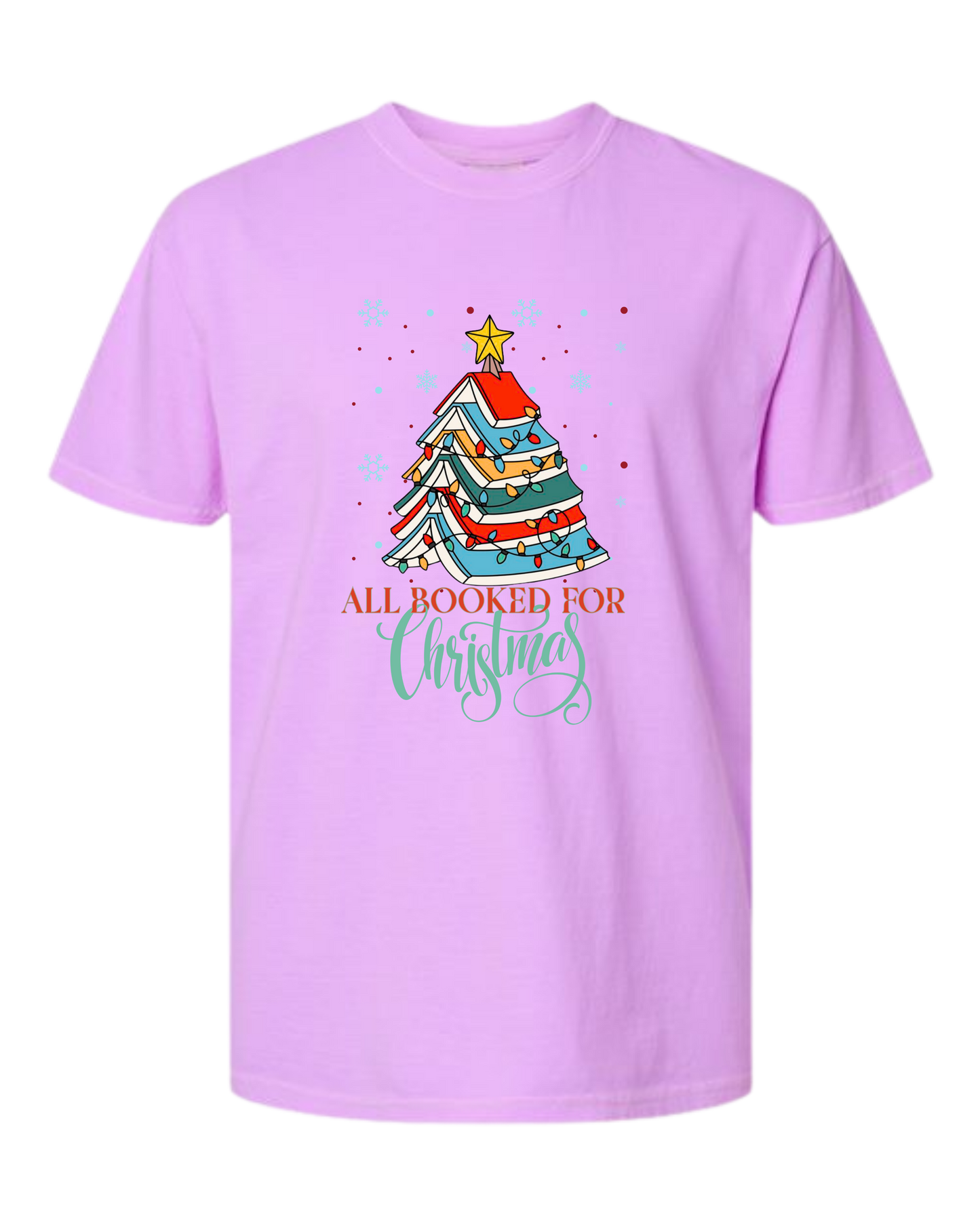 All Booked For Christmas - Comfort Colors - Heavyweight Unisex Tee - Pinks, Purples