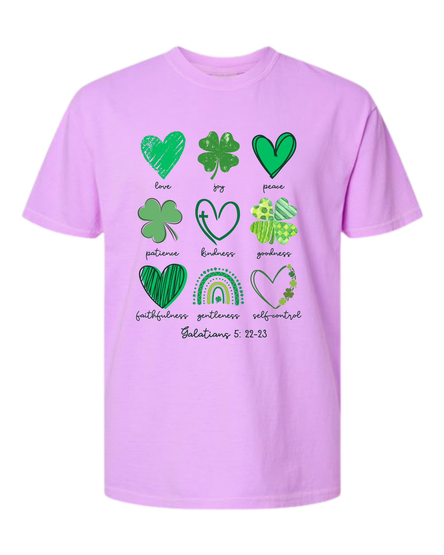 Galatians 5 - St Patrick's Day - Comfort Colors - Heavyweight Unisex Tee - Pinks & Purples