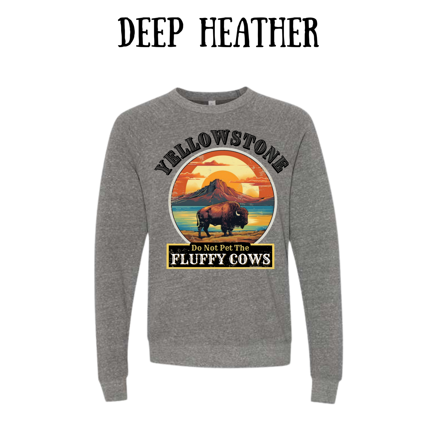 CP - Yellowstone: Fluffy Cows - Sponge Fleece Raglan Sweatshirt - Greens, Neutrals