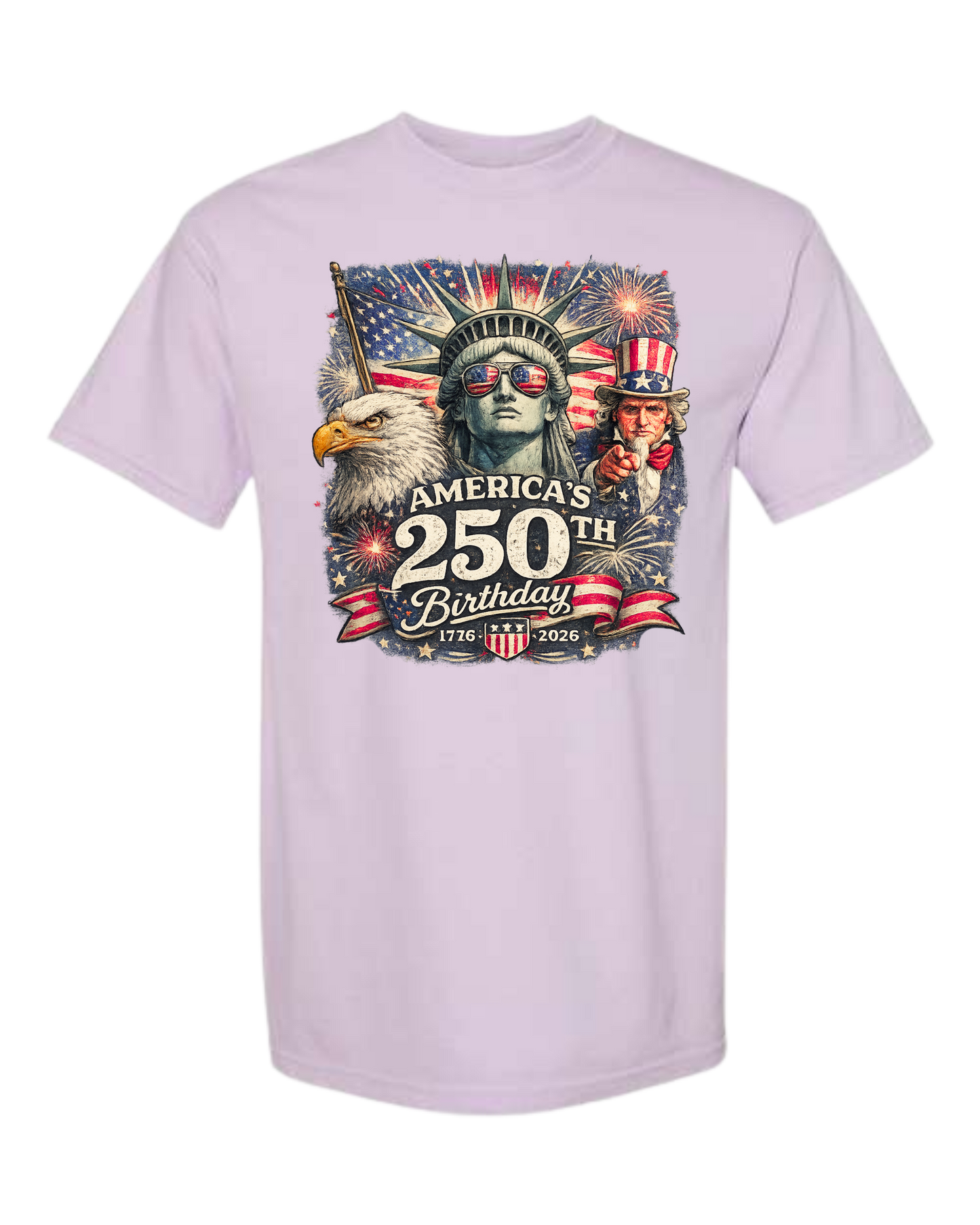 America's 250th Birthday - Comfort Colors - Heavyweight Unisex Tee - Pinks & Purples