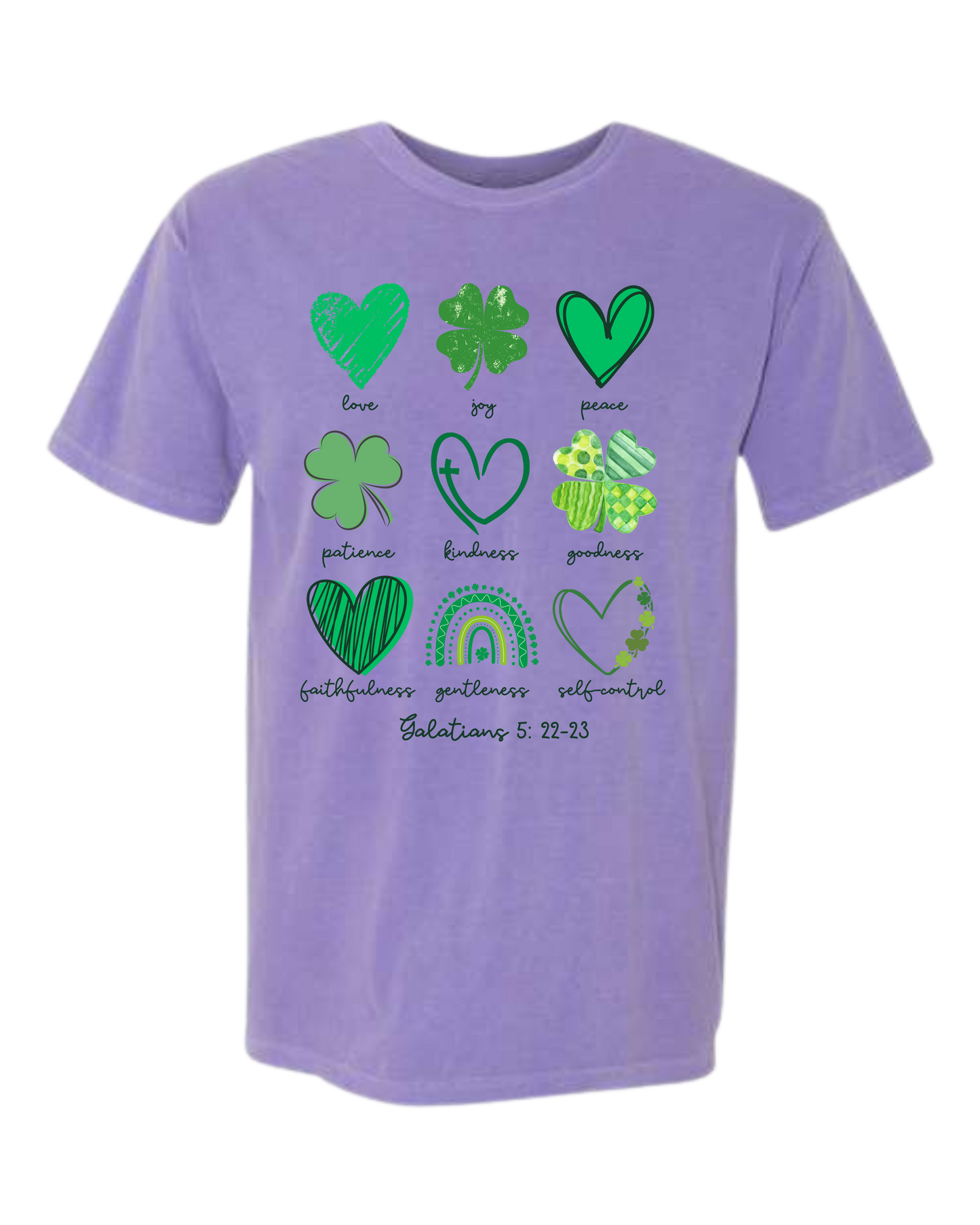 Galatians 5 - St Patrick's Day - Comfort Colors - Heavyweight Unisex Tee - Pinks & Purples